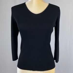 Finity Petite Black Ribbed Fitted Top PM EUC